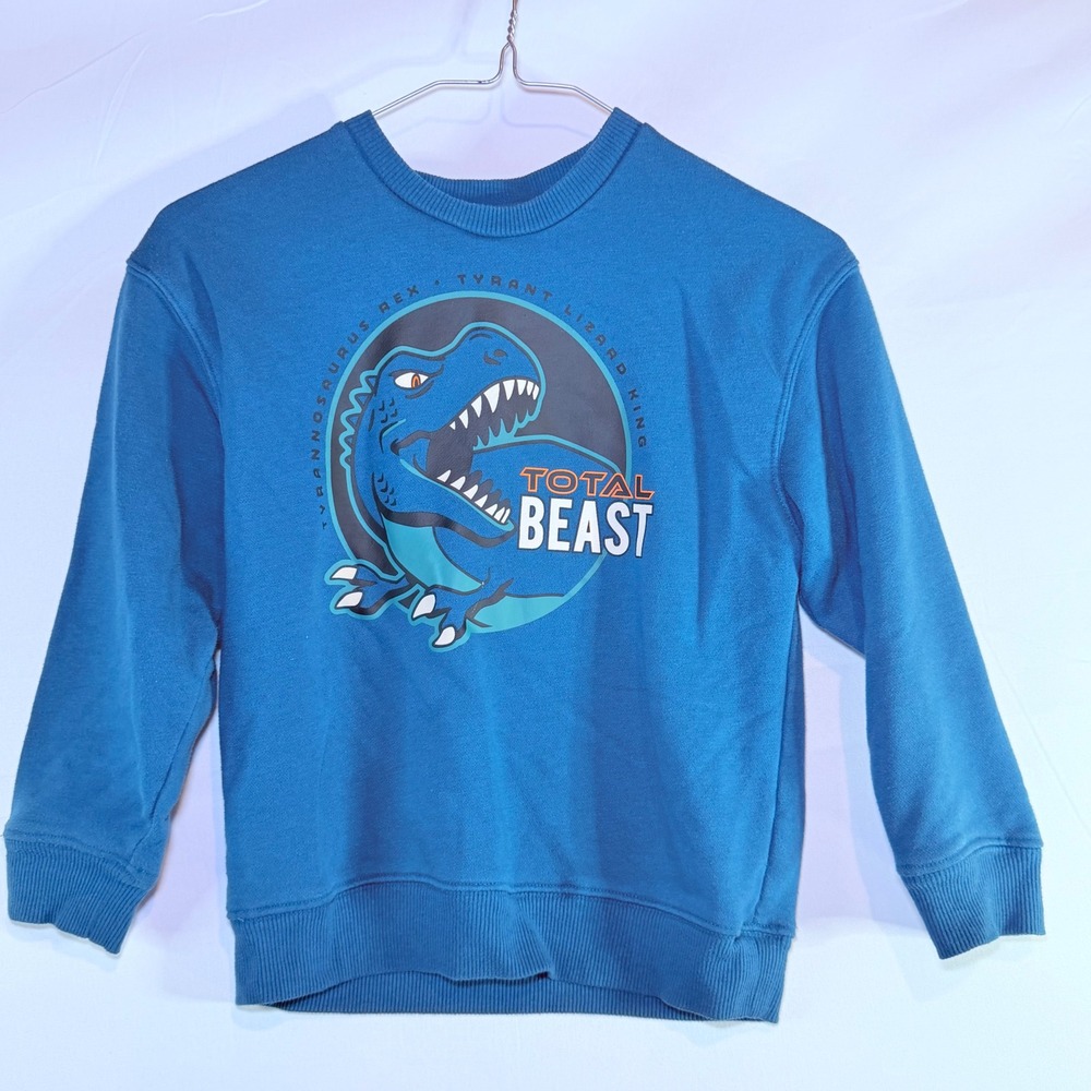 365Kids‎ Garanimals Boys Blue T-Rex Total Beast Graphic Sweatshirt Size 7